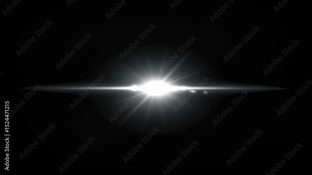 Aufkleber bright light transition with optical lens flare effect. white starburst shine on black background. s