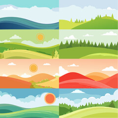 Colorful Abstract Wavy Shapes Background Set