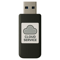 Obraz premium Black USB Flash Drive with Cloud Service Icon Digital Data Storage Device