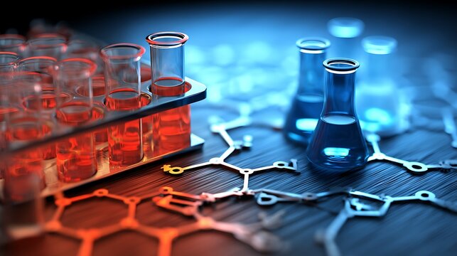 Science experiments in laboratory with test tubes