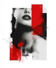 Black and white photograph with red color splash 