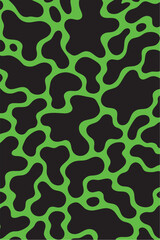 Abstract Organic Shape Composition in Neon Green and Black