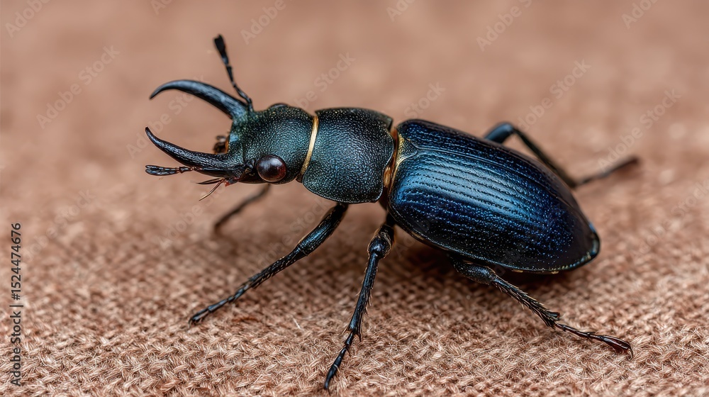 Poster a close-up shot of a beetle illustrates its fascinating structure, including the texture and unique 