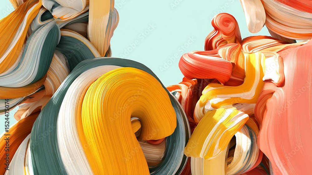 Poster abstract colorful brushstroke composition digital rendering