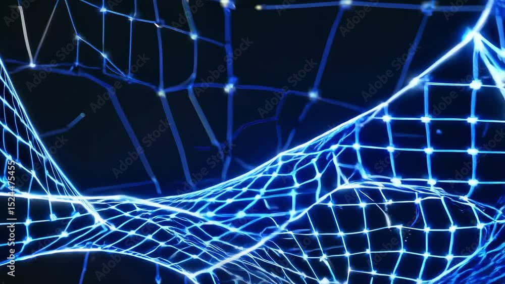 Poster abstract digital glitch background with blue lines and mesh patterns