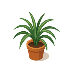 green plant in a pot isometric vector