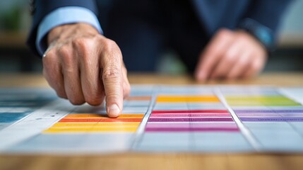 Fototapeta premium Business Manager Pointing at Risk Matrix During Analysis Session