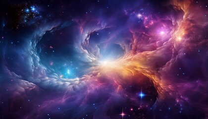 Fototapeta premium vibrant nebula with sparkling stars and galaxy dust