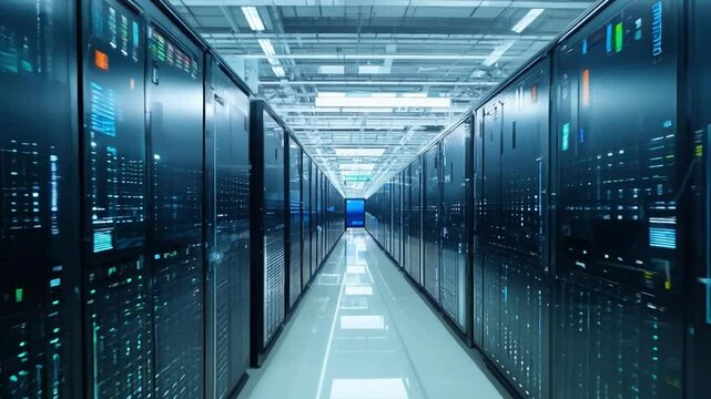 Immense computational energy an expansive supercomputing facility housing rows upon rows of massive servers, control and regulate the vast expanse of the internet. Generative AI