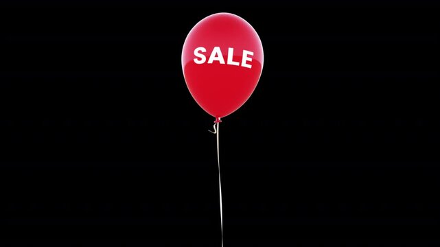 This motion graphics pack includes 6 colorful balloons with animated sale titles on a transparent background.