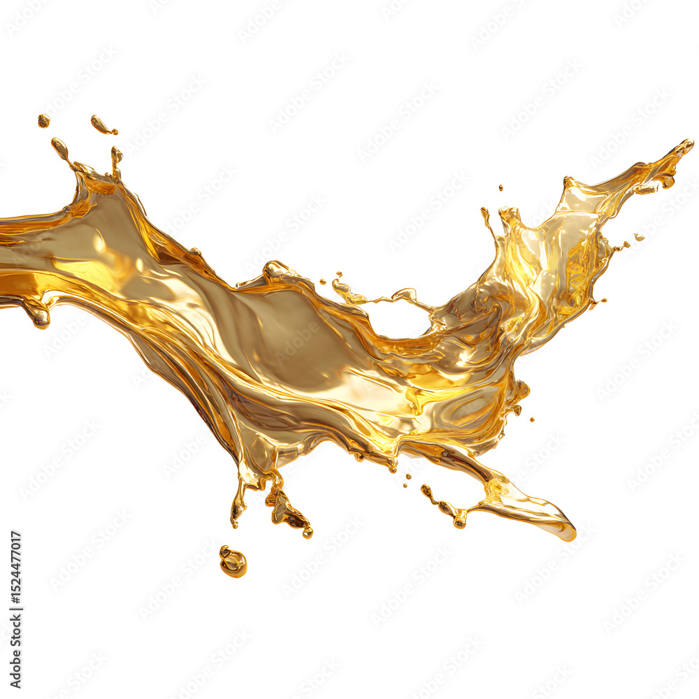 Fototapete a molten golden stream explodes across a transparent background, its liquid form creating a dynamic 