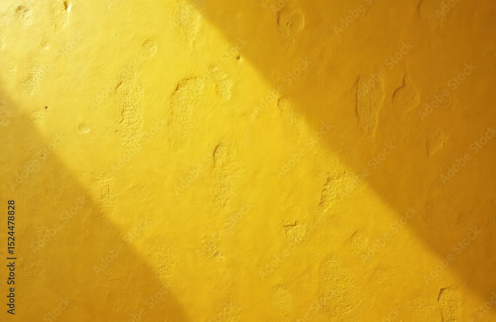 Poster yellow wall with textured surface background. sunlight creates shadows on rough painted surface. abs
