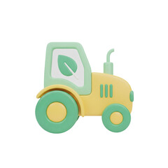 3D eco-friendly yellow and green tractor illustration