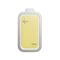 3D battery icon with positive and negative terminal symbols