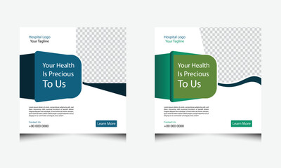 clinic and hospital vector flyer set for health promotion