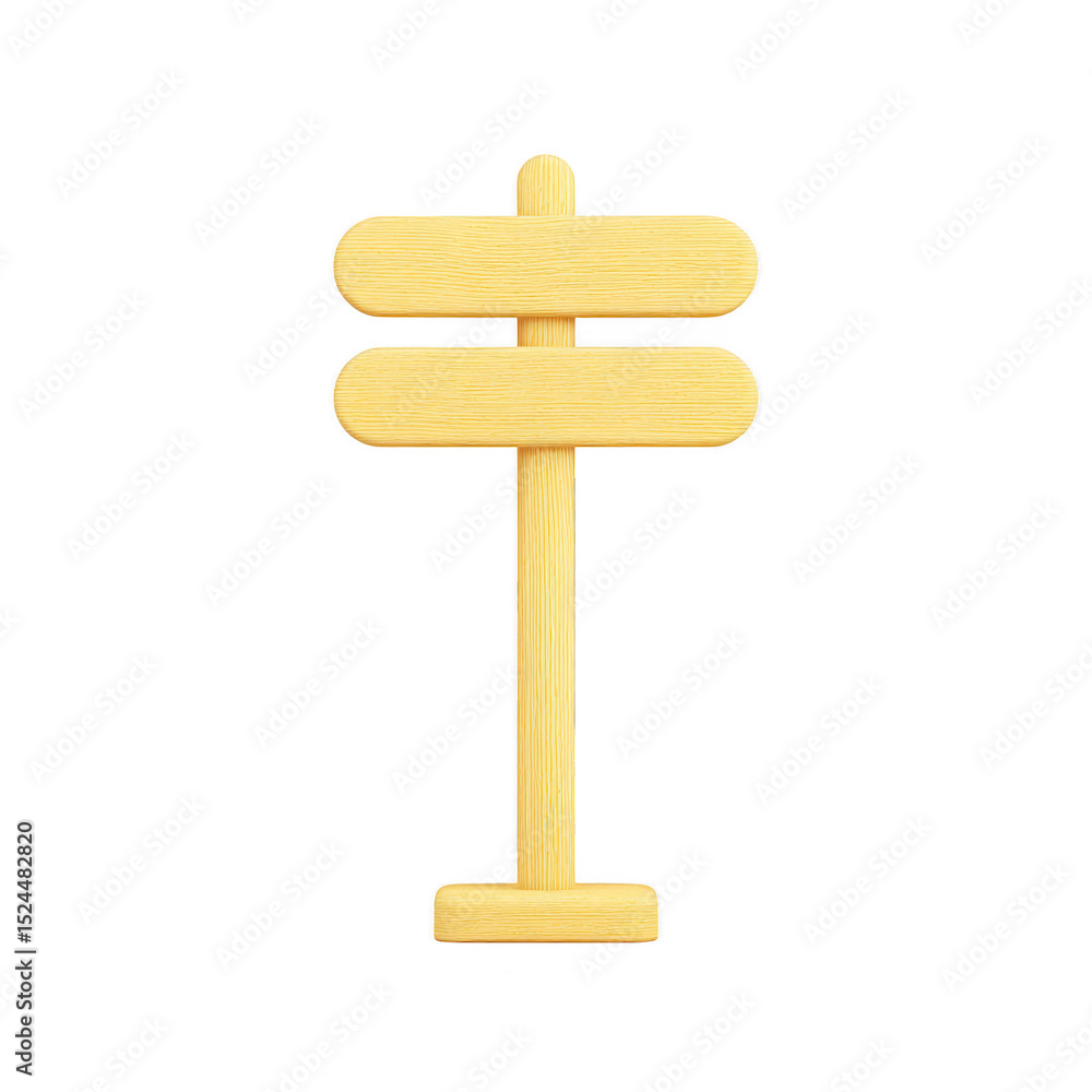 Poster wooden signpost with two blank directional signs, isolated on transparency background, offers rustic