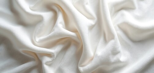 Obraz premium White linen cotton fabric texture background. Natural seamless textile. Elegant, soft crumpled cloth, perfect for home decor, fashion, design projects, interior decor. Smooth, wrinkled, light, airy,