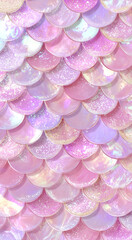 Pastel Pink Iridescent Mermaid Scale Pattern with Shiny Glitter Texture – Fantasy Decorative Background