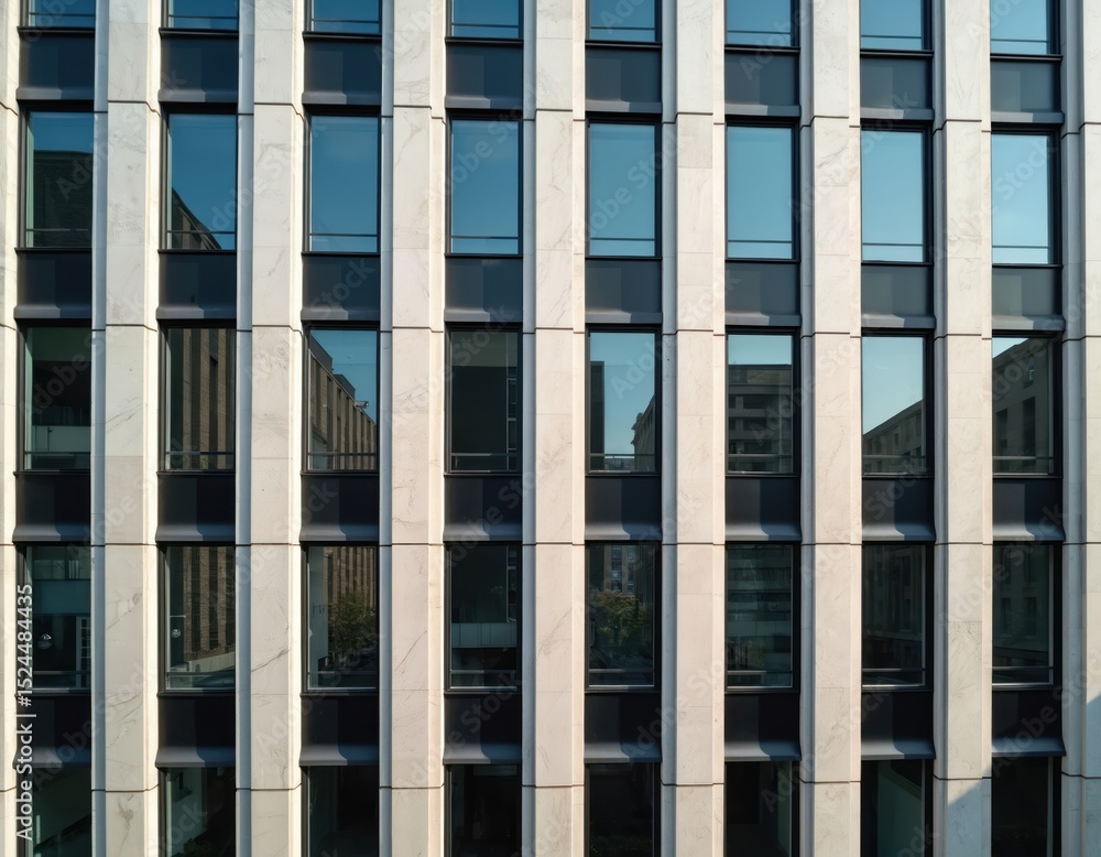 Aufkleber modern building facade with many windows. exterior front view of contemporary architecture design. b