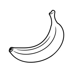 Illustration of a single banana with a black outline on a white background in a simple and clean style