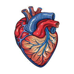 Realistic human heart vector art  icon drawing on withe background
