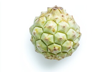 Atemoya fruit isolated on white background, a hybrid of custard apple and cherimoya