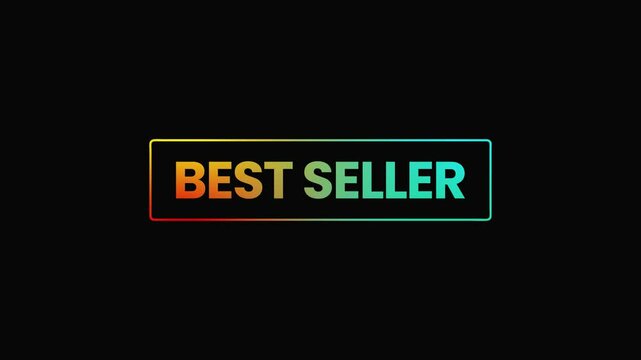Gradient best seller text badge for online stores with black background 4k