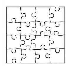 A simple, blank, sixteen-piece jigsaw puzzle