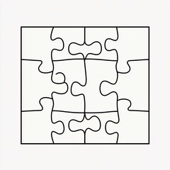 Four-piece jigsaw puzzle outline; simple design