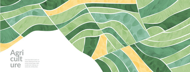 Background with green texture and organic summer pattern, abstract vector nature farm banner and label. Hand-drawn field with spring brush grass, modern agriculture design, watercolor eco paint frame