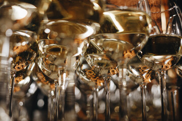 Close-up of Sparkling Wine Glasses