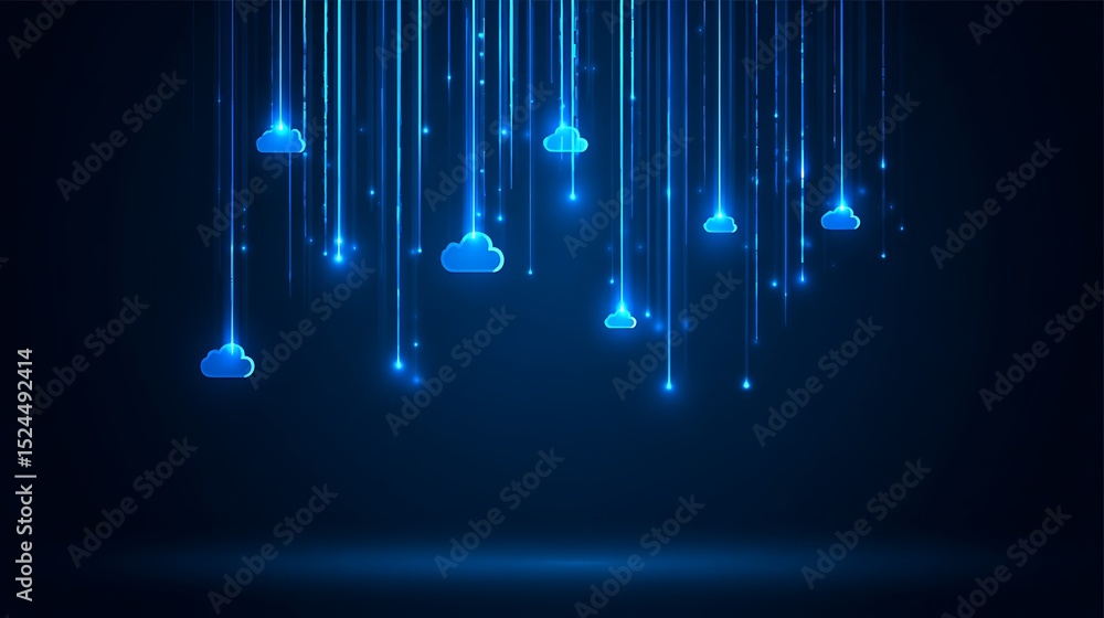 Poster abstract cloud computing futuristic design