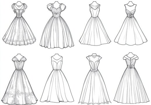 gradation dress design drawing