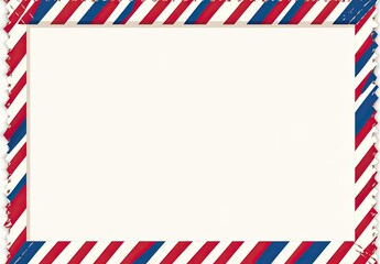 Obraz premium Blank red, white, and blue diagonal striped postal frame