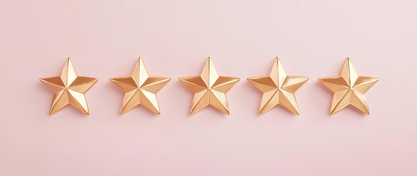 Five gold stars on pink background