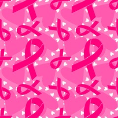 Breast cancer month seamless pink ribbon day mammogram pattern for medical accessories and medicine textiles