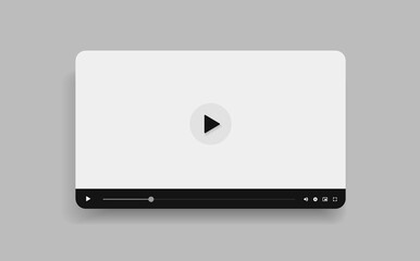 Social media video player screen template, mobile video player. Video player mockup, app, ui ux. Channel interface. Social media concept. Play button icon