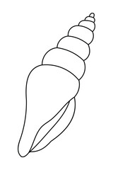 Black and white outline of spiral seashell drawing.