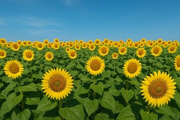 Obraz premium Endless Sunflowers Under Clear Sky
