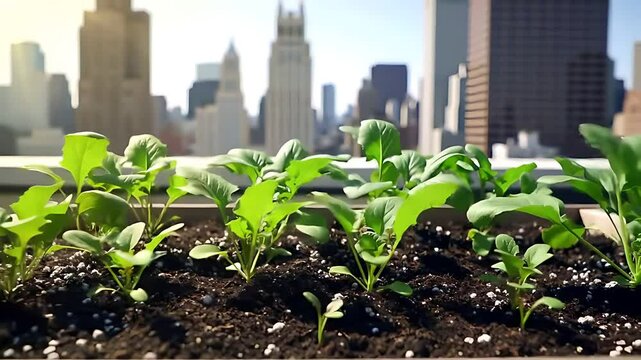 Urban Garden Time-Lapse: Watch seeds sprout and vegetables thrive on a rooftop farm against a city skyline&mdash;from planting to harvest in stunning detail.