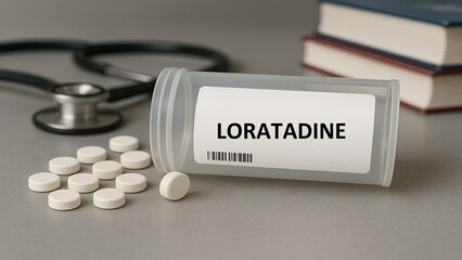 Loratadine is an antihistamine drug for treatment of Allergy and hay fever box with tablets