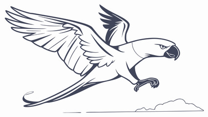 Majestic Parrot in Flight Line Art Design