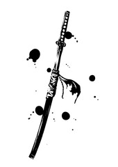 Katana – Japanese Sword in Sumi-e Ink
