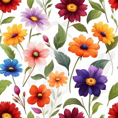 Fototapeta premium Vibrant Oil Painting of Colorful Flowers – Abstract Floral Art Background