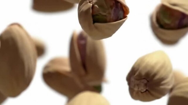 A close up of a bunch of open pistachio nuts