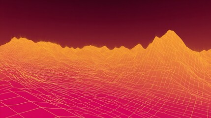 Sunset wireframe landscape with vibrant hues