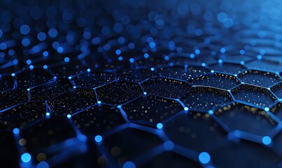 Abstract hexagonal network glowing blue