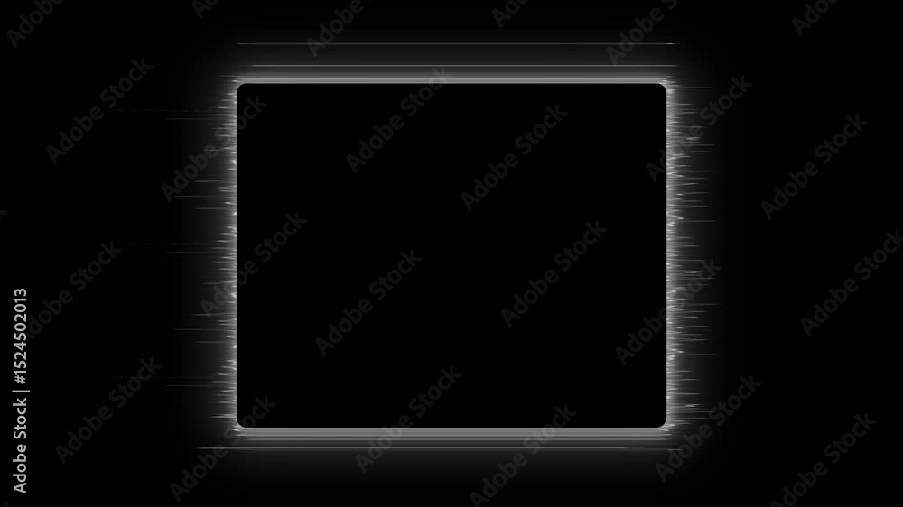 Poster futuristic analog noise and flickering glitch effect round square frame for tech visuals