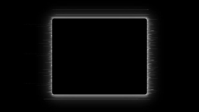 futuristic analog noise and flickering glitch effect round square frame for tech visuals