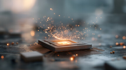 Abstract visualization of a glowing quantum chip, representing advanced computing and physics 